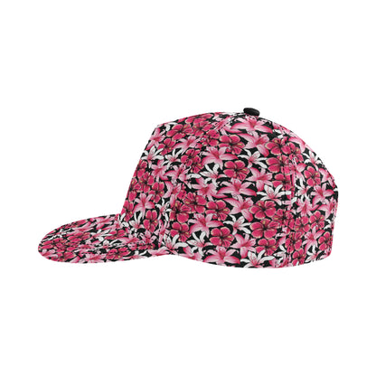 Flower Hawaiian Pink Red  Hibiscus Print Snapback Cap
