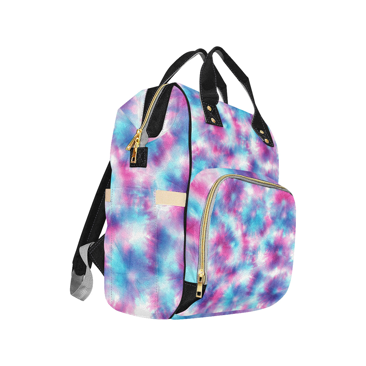 Tie Dye Blue Pink Diaper Bag Backpack