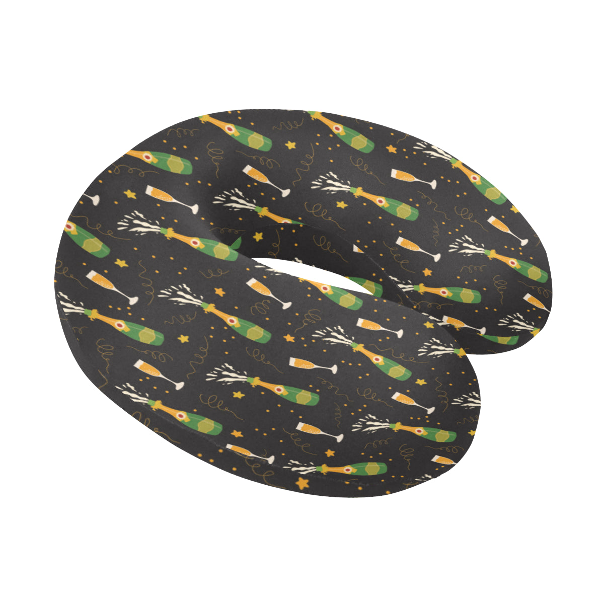 Champagne Pattern Print Design 04 U-Shaped Travel Neck Pillow