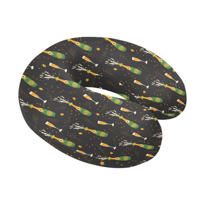Champagne Pattern Print Design 04 U-Shaped Travel Neck Pillow