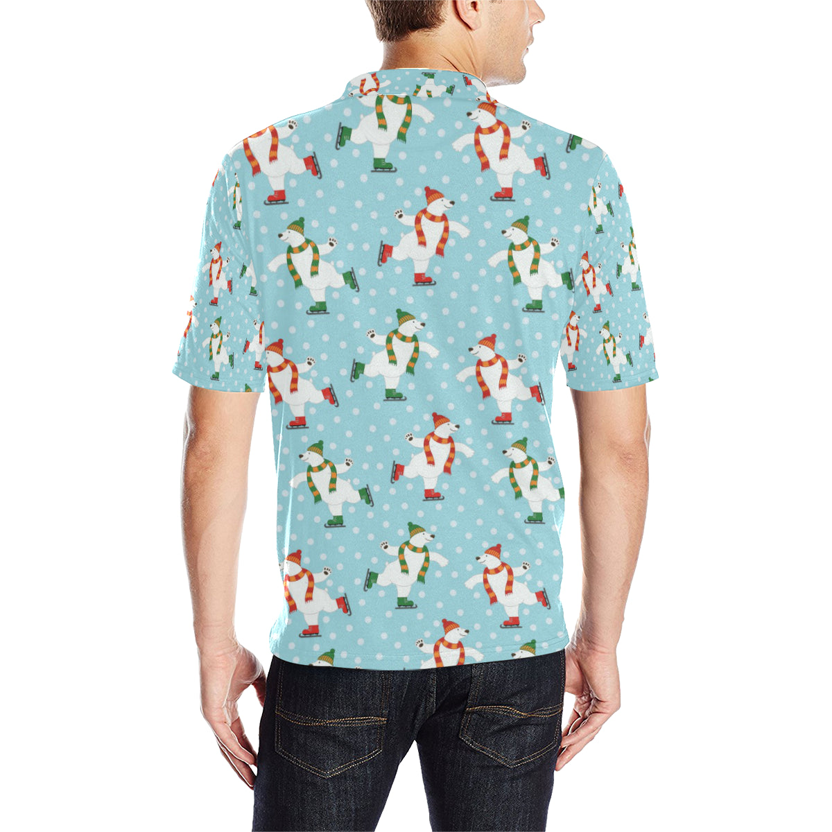 Polar Bear Pattern Print Design PB07 Men Polo Shirt
