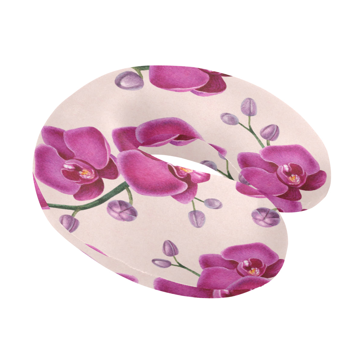 Orchid Pattern Print Design A02 U-Shaped Travel Neck Pillow