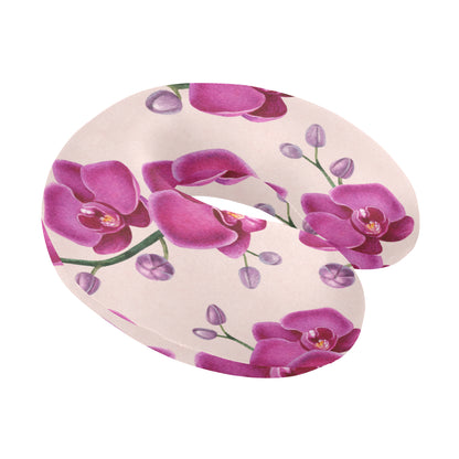 Orchid Pattern Print Design A02 U-Shaped Travel Neck Pillow