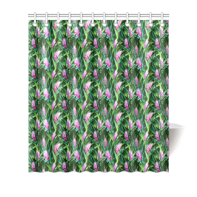 Tropical Folower Pink Heliconia Print Shower Curtain