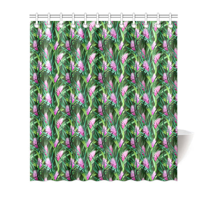 Tropical Folower Pink Heliconia Print Shower Curtain