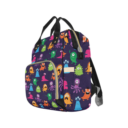 Monster Cartoon Pattern Print Design 02 Diaper Bag Backpack