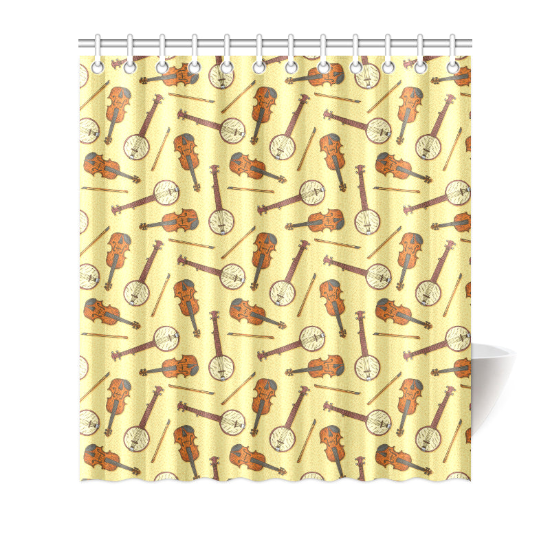 Banjo Violin Pattern Print Design 01 Shower Curtain