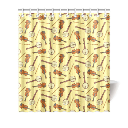 Banjo Violin Pattern Print Design 01 Shower Curtain