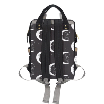 Moon with Cat Pattern Print Design 04 Diaper Bag Backpack