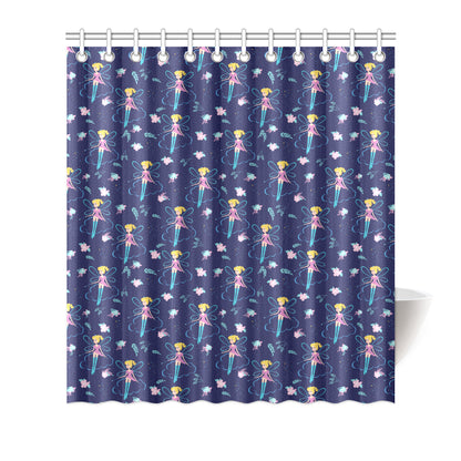 Fairy Cartoon Style Print Pattern Shower Curtain