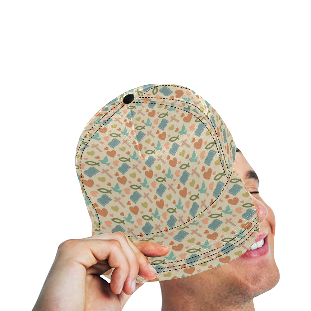 Christian Symbol Pattern Snapback Cap