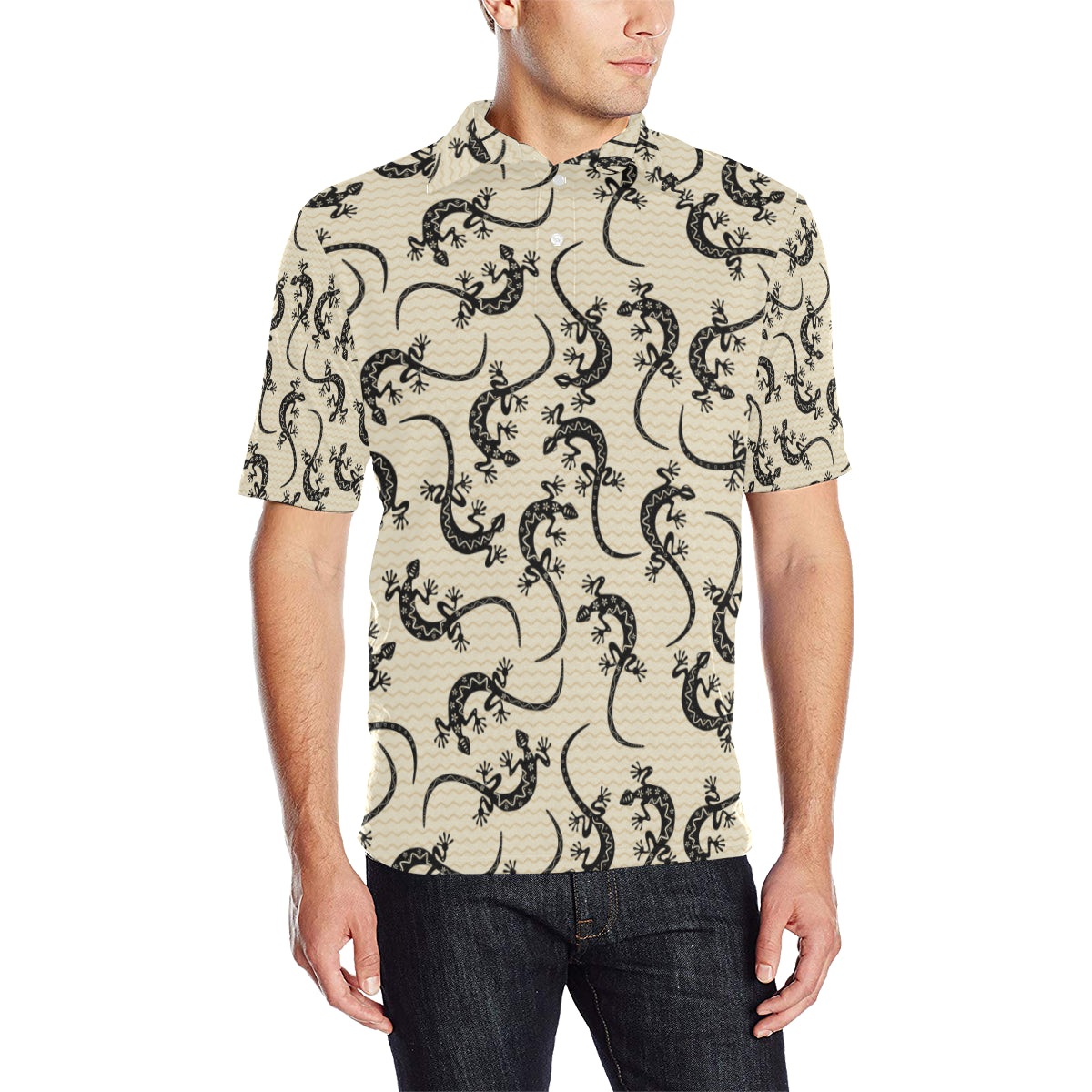 lizard Pattern Print Design 02 Men Polo Shirt
