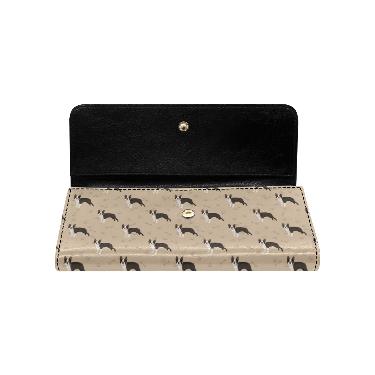 Boston Terrier Pattern Print Design 02 Women's Trifold Wallet