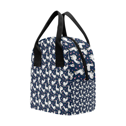 Alpaca Heart Star Design Themed Print Insulated Lunch Bag