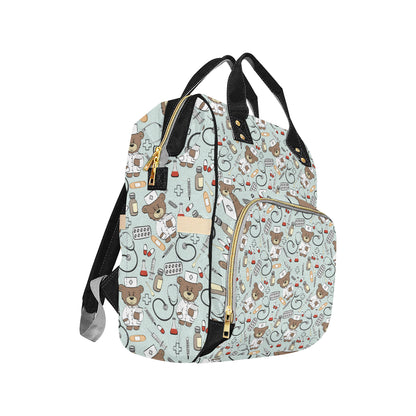 Nurse Bear Pattern Print Design A01 Diaper Bag Backpack