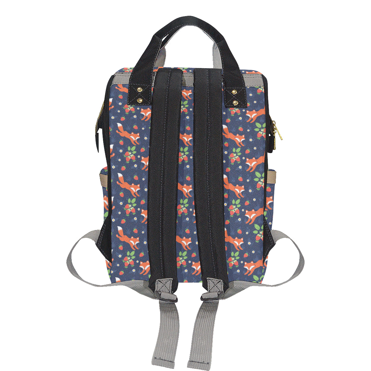Fox Strawberry Print Pattern Diaper Bag Backpack