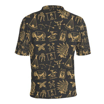 American indian Gold Style Men Polo Shirt