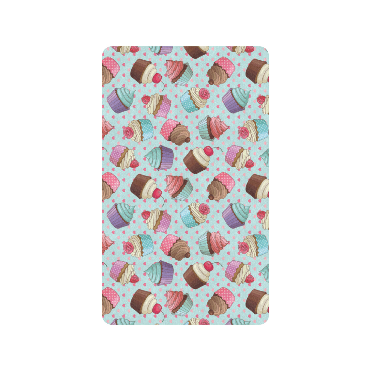 Cupcakes Fancy Heart Print Pattern Rubber Doormat