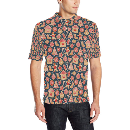 Gingerbread Pattern Print Design 03 Men Polo Shirt