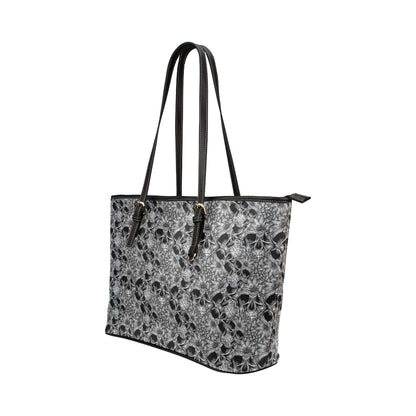 Skull Tattoo Design Print Leather Tote Bag