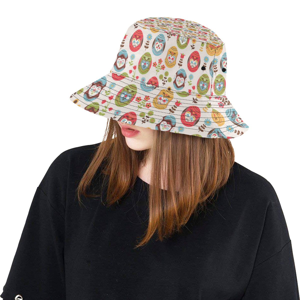 Easter Eggs Pattern Print Design RB011 Unisex Bucket Hat
