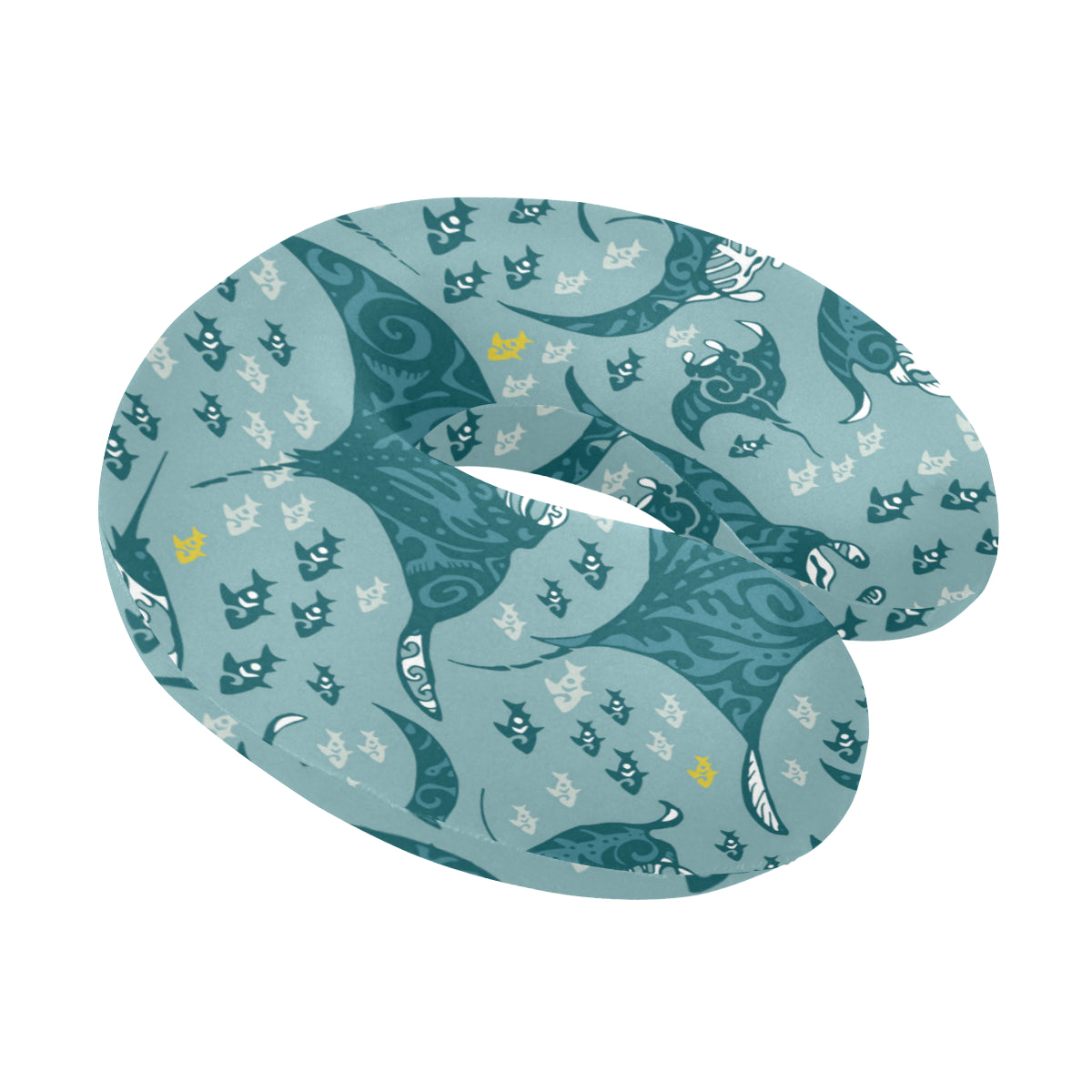 Manta Ray Tribal Pattern Print Design 03 U-Shaped Travel Neck Pillow