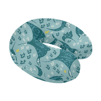 Manta Ray Tribal Pattern Print Design 03 U-Shaped Travel Neck Pillow