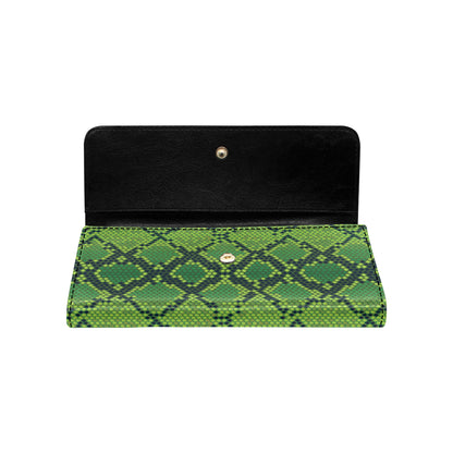 Python Green Pattern Print Design A01 Women's Trifold Wallet