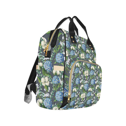 Hydrangea Pattern Print Design 02 Diaper Bag Backpack
