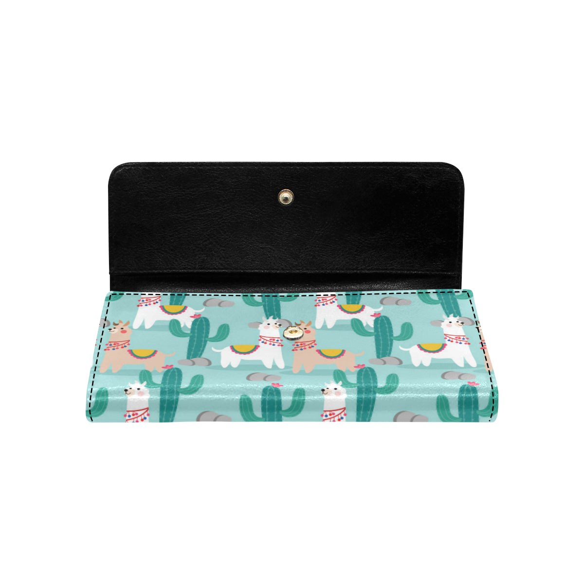 Llama Cactus Pattern Print Design 08 Women's Trifold Wallet