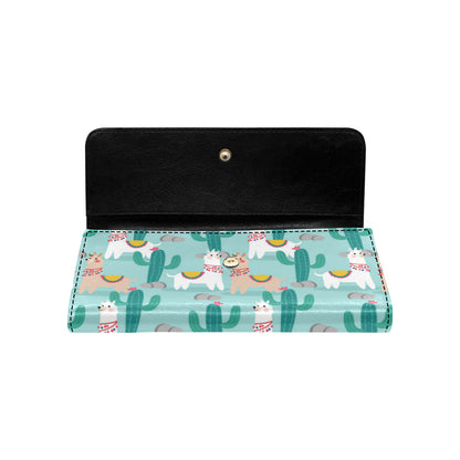 Llama Cactus Pattern Print Design 08 Women's Trifold Wallet
