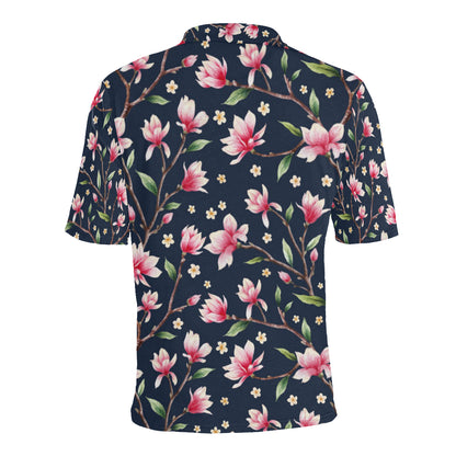 Magnolia Pattern Print Design MAG09 Men Polo Shirt