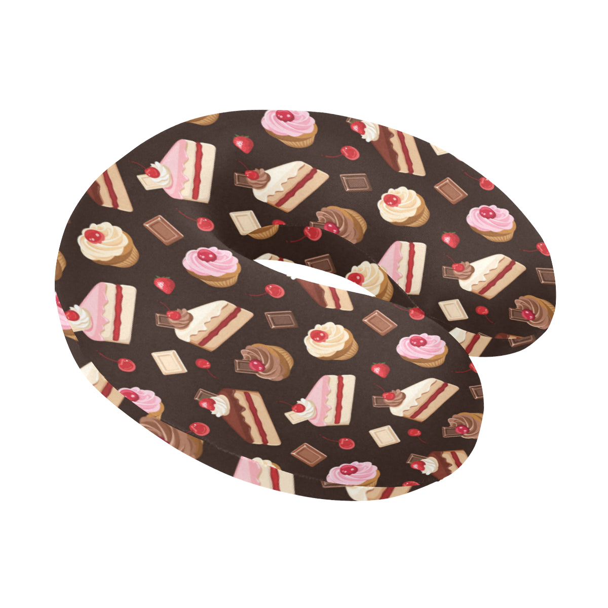 Cake Pattern Print Design 04 U-Shaped Travel Neck Pillow