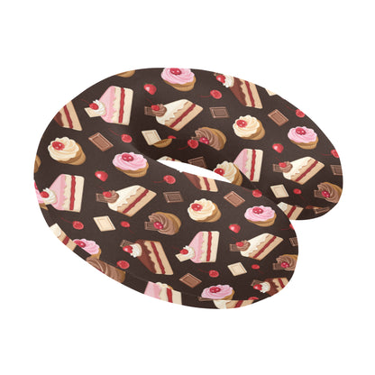Cake Pattern Print Design 04 U-Shaped Travel Neck Pillow