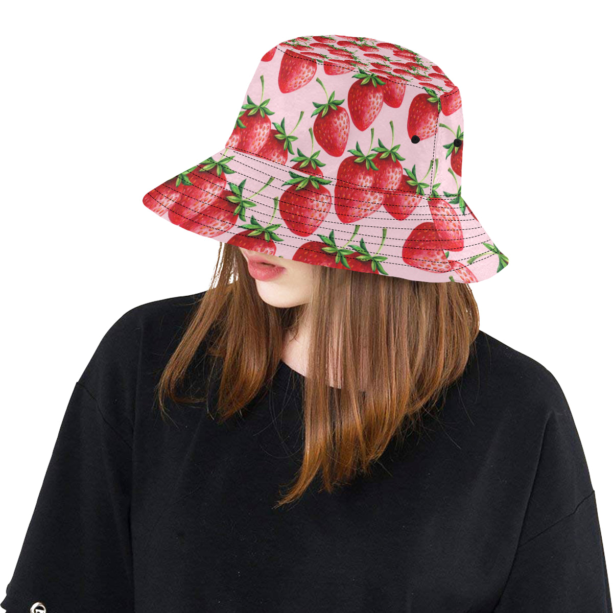 Strawberry Pattern Print Design SB03 Unisex Bucket Hat