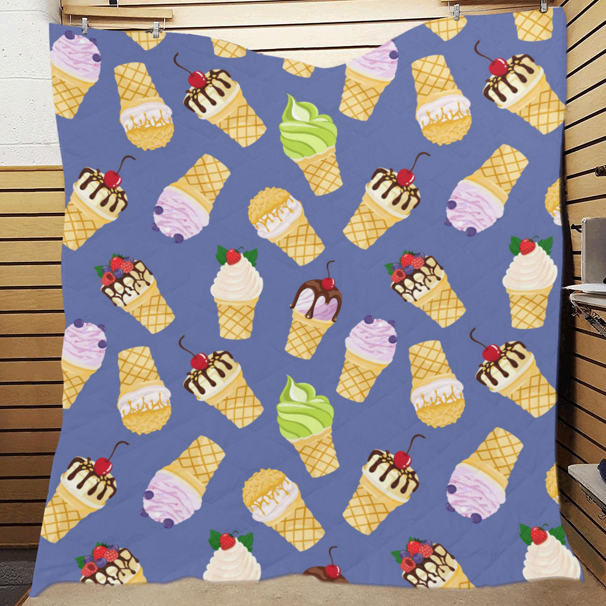 Ice Cream Pattern Print Design IC03 Premium Quilt