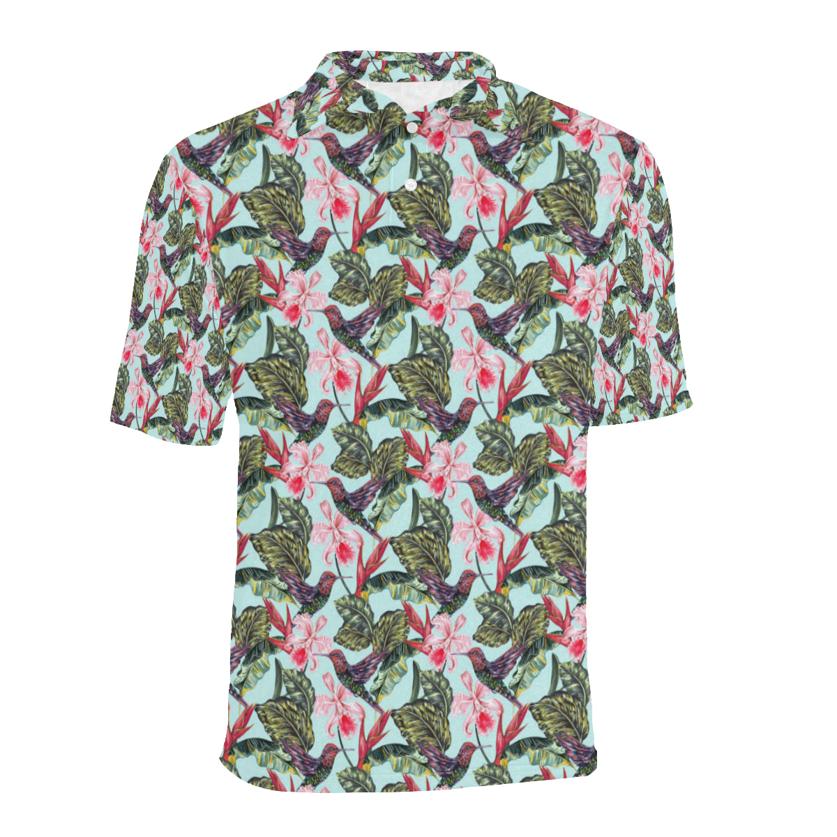 Hummingbird Cute Themed Print Men Polo Shirt