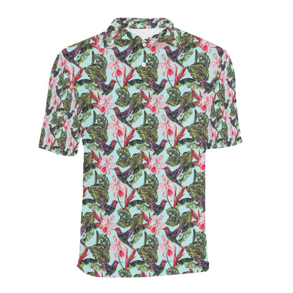 Hummingbird Cute Themed Print Men Polo Shirt