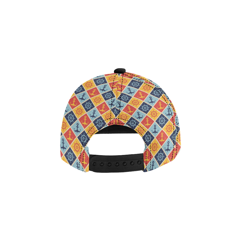 Nautical Pattern Design Themed Print Snapback Cap