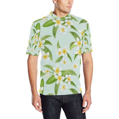 Yellow Plumeria Pattern Print Design PM024 Men Polo Shirt