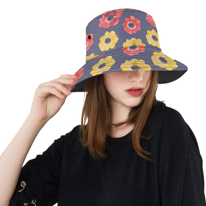 Anemone Pattern Print Design AM010 Unisex Bucket Hat