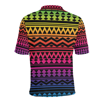 Rainbow Tribal Pattern Print Design A02 Men Polo Shirt