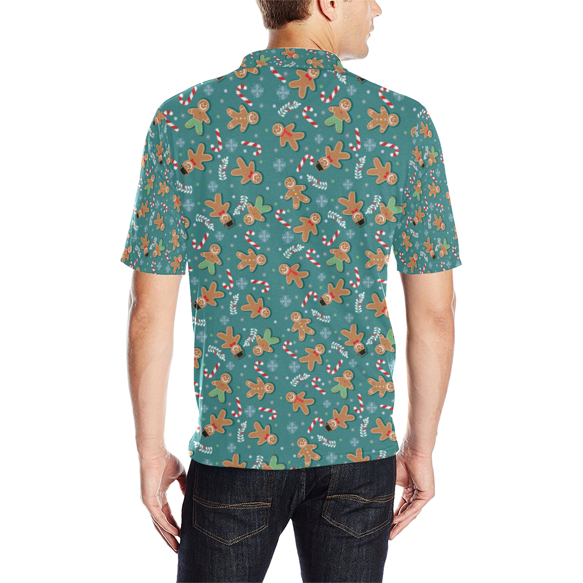 Gingerbread Pattern Print Design 05 Men Polo Shirt