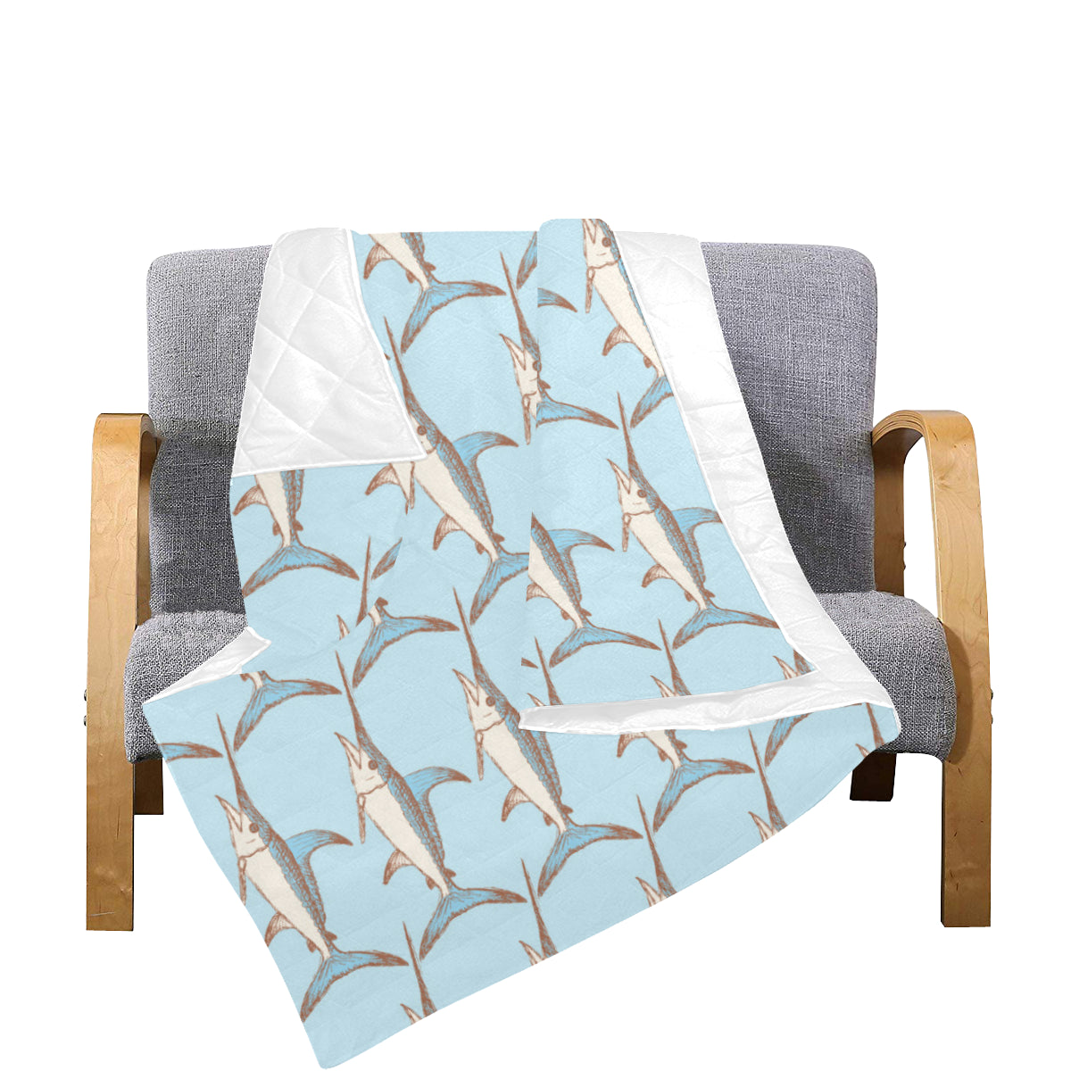 Swordfish Pattern Print Design 01 Premium Quilt