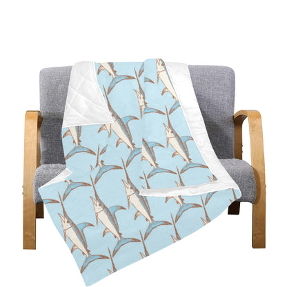 Swordfish Pattern Print Design 01 Premium Quilt