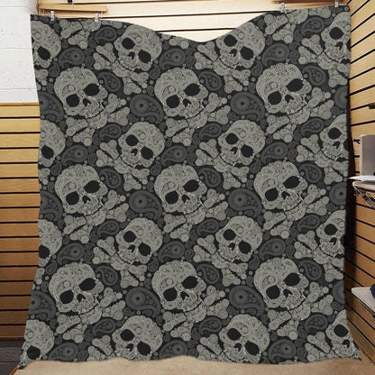 Paisley Skull Pattern Print Design A01 Premium Quilt