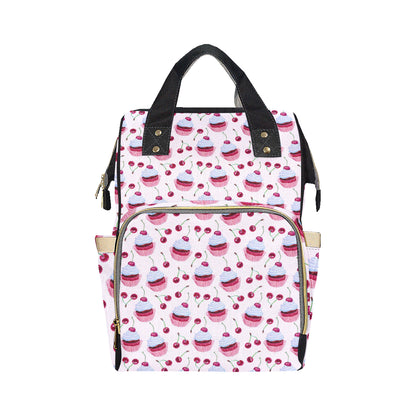 Cherry Cupcake Pink Pattern Diaper Bag Backpack
