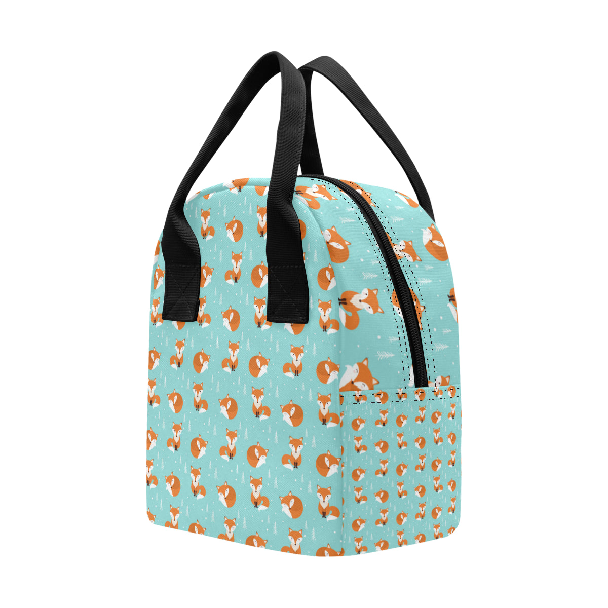 Fox Design Snow Print Pattern Insulated Lunch Bag
