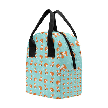 Fox Design Snow Print Pattern Insulated Lunch Bag