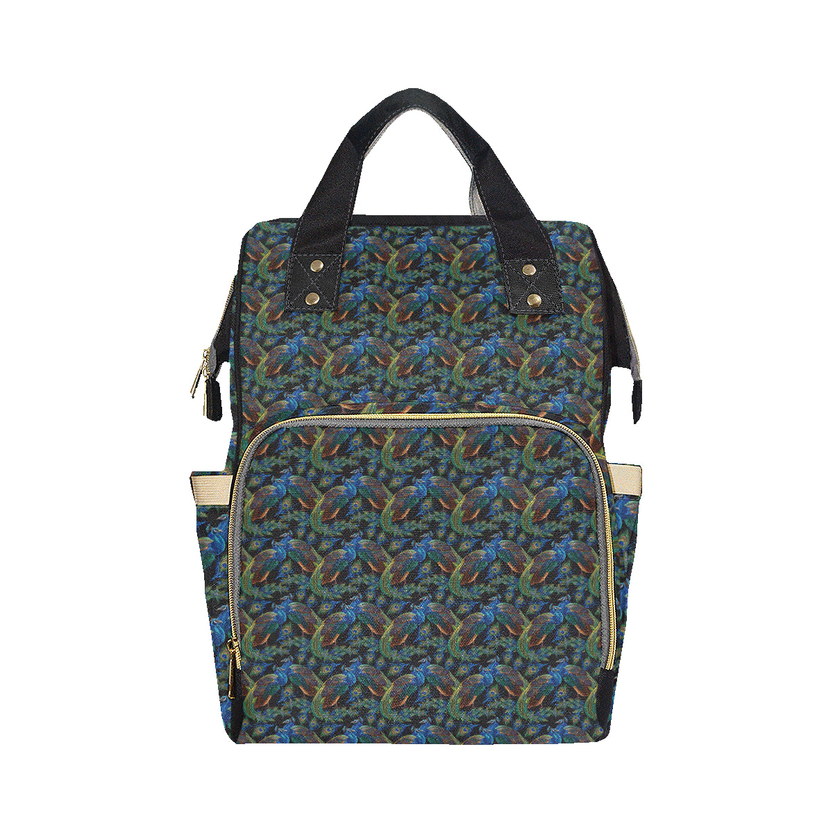 Peacock Themed Design Print Diaper Bag Backpack